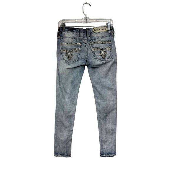 Rock Revival Size 26 Suko Ankle Skinny Light Wash Jeans Embellished - Picture 2 of 12